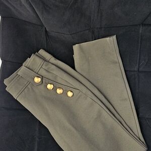 White House Black Market Olive Button-Detail Skinny Pants